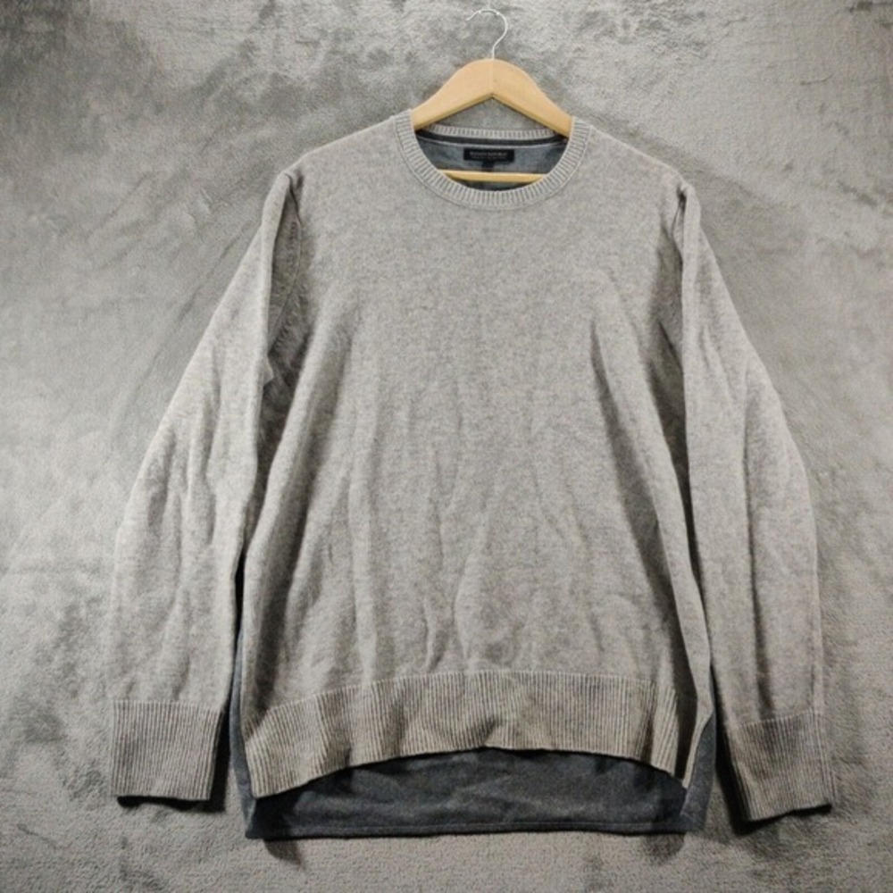 Banana Republic Sweater Mens Large Pullover Italian Yarn Grey‎ Casual Basic